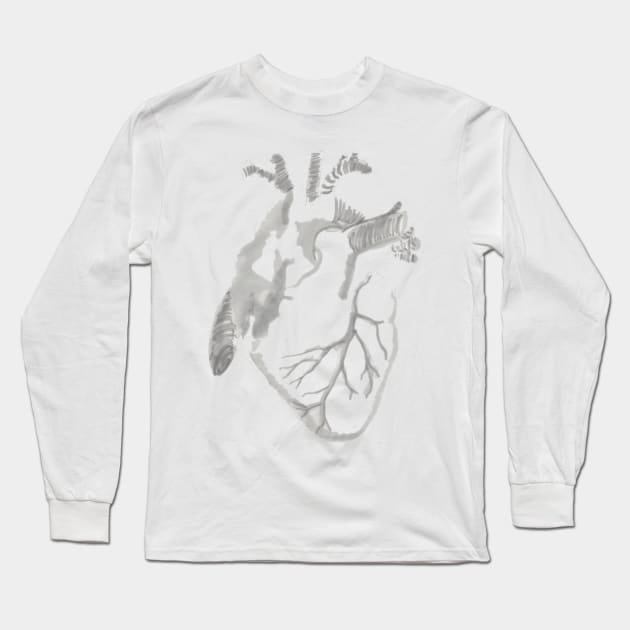 Anatomical grayscale heart Long Sleeve T-Shirt by isarol